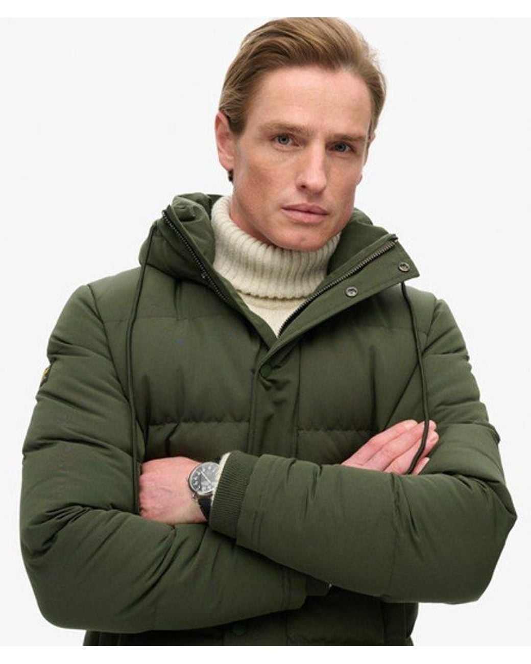 Superdry Green & Co Everest Short Hooded Puffer Jacket for men