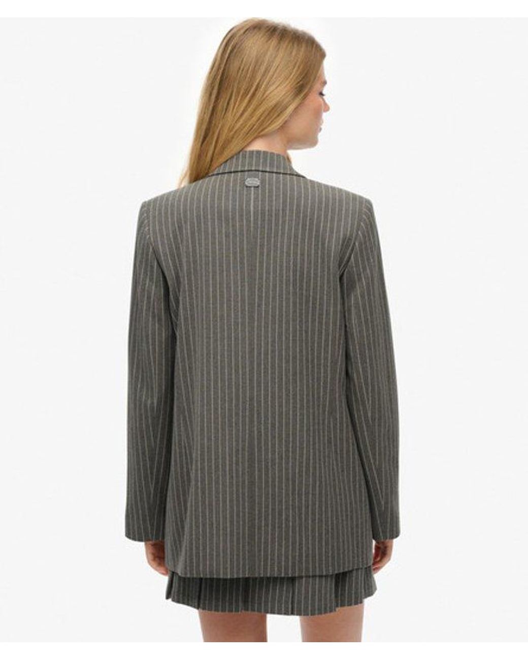 Superdry Gray & Co Pinstripe Boyfriend Blazer