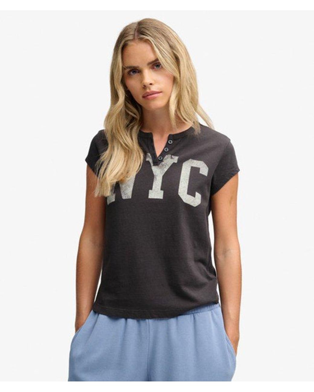 Superdry Black & Co Athletic Essentials Graphic Notch Neck T-shirt