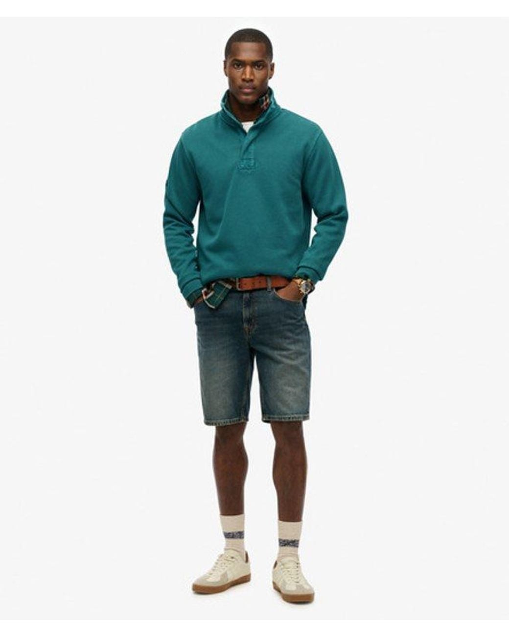 Superdry Green Cotton Classic Pique Half Zip Sweatshirt for men