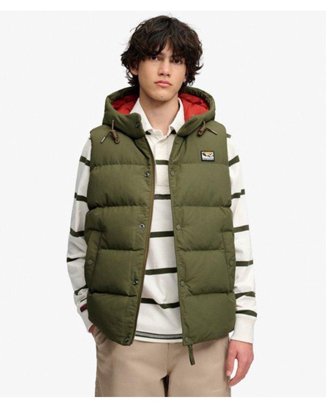 Superdry Green Hood Short Everest Gilet for men