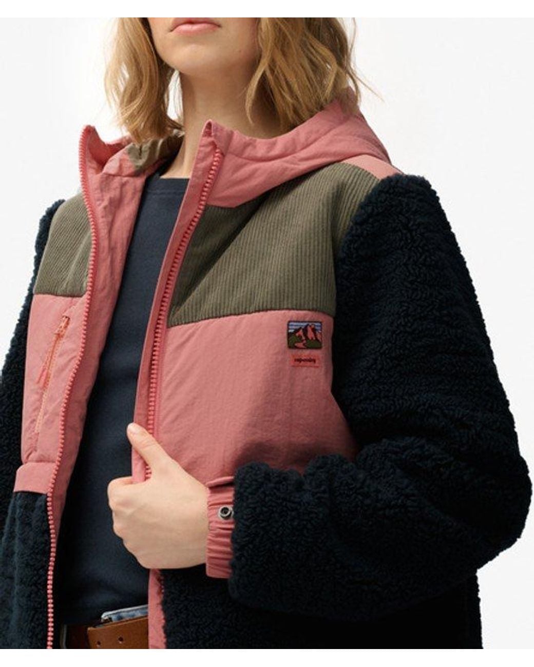 Superdry Blue & Co Hooded Fleece Sherpa Jacket