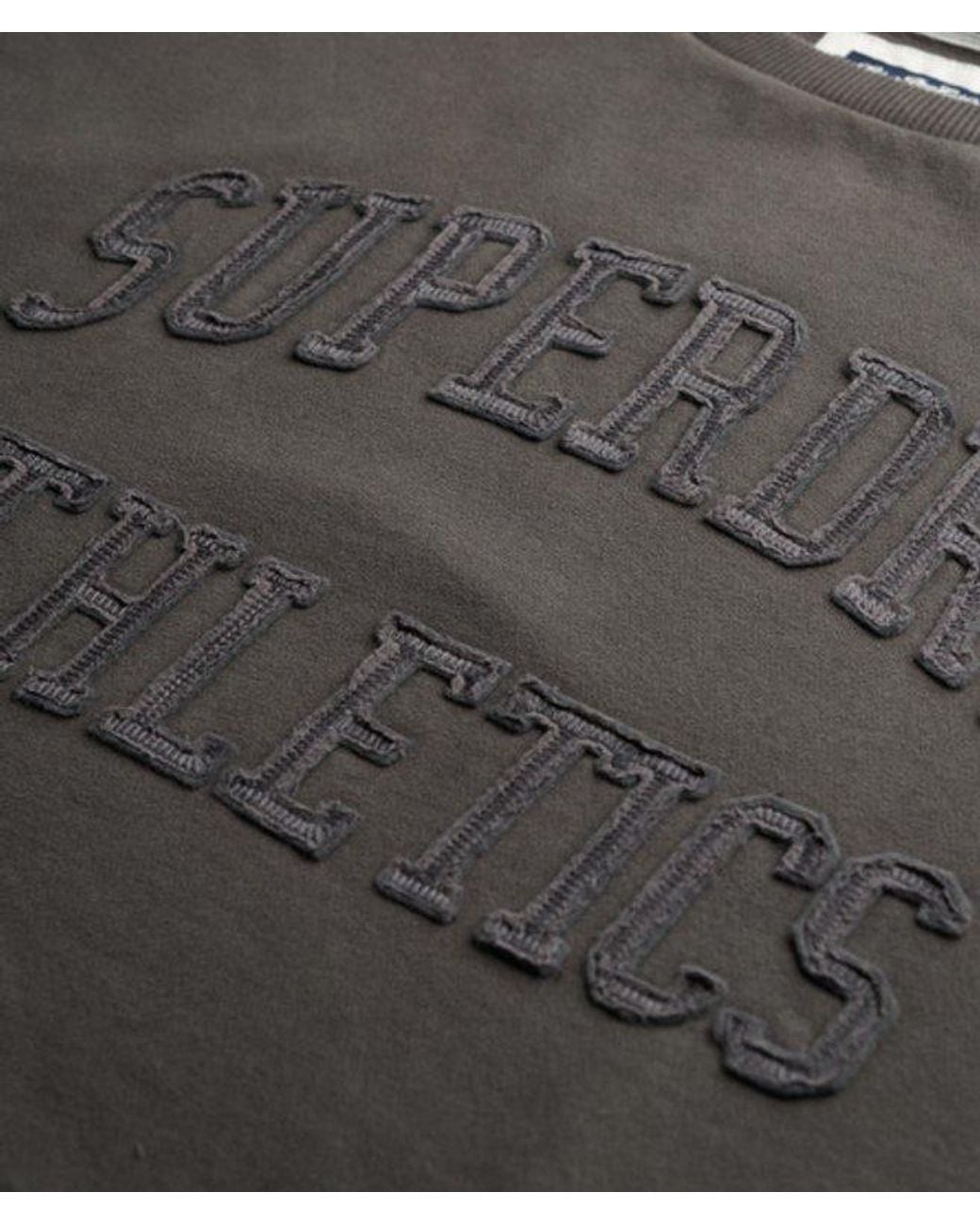 Superdry Black Athletic Essentials Tonal Applique Crew Sweatshirt