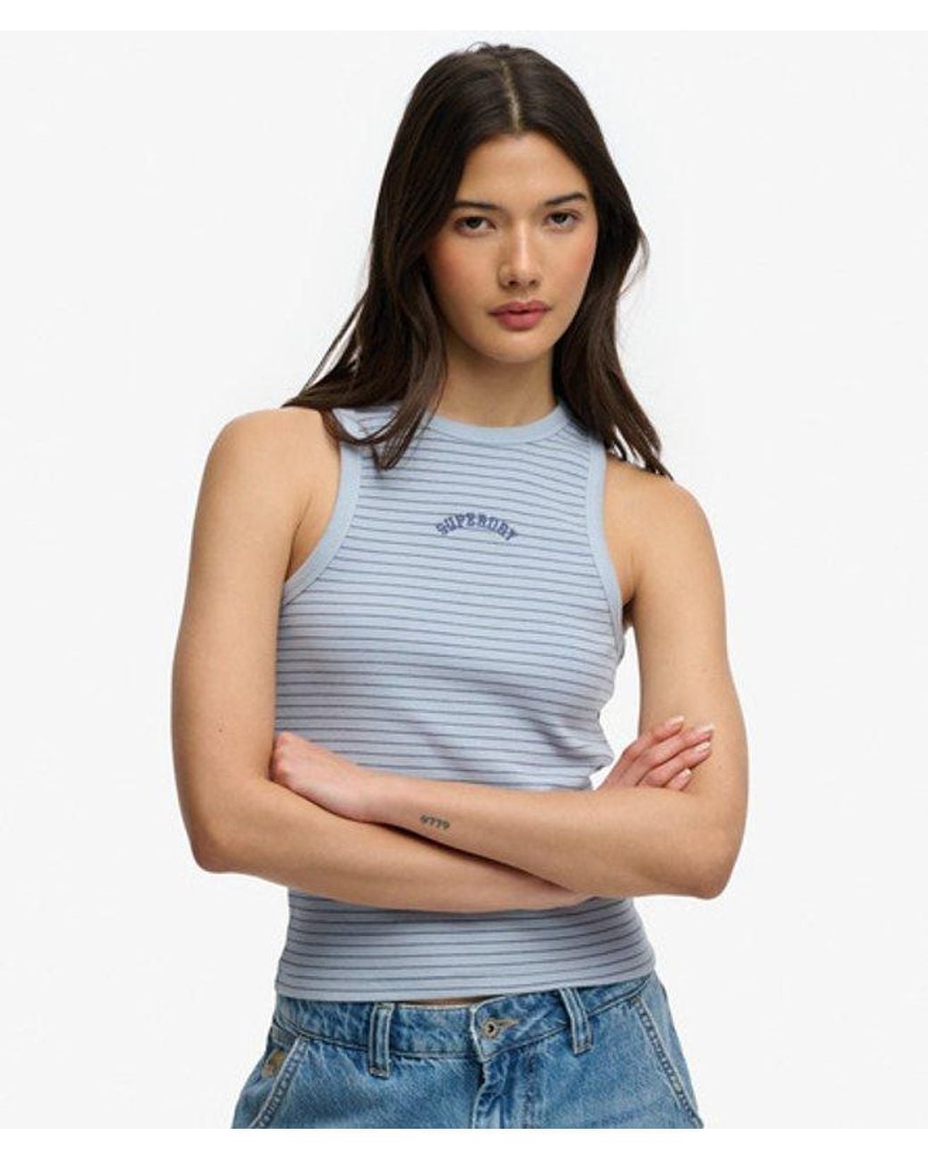Superdry Blue & Co Essential Logo Strapless Racer Vest Top