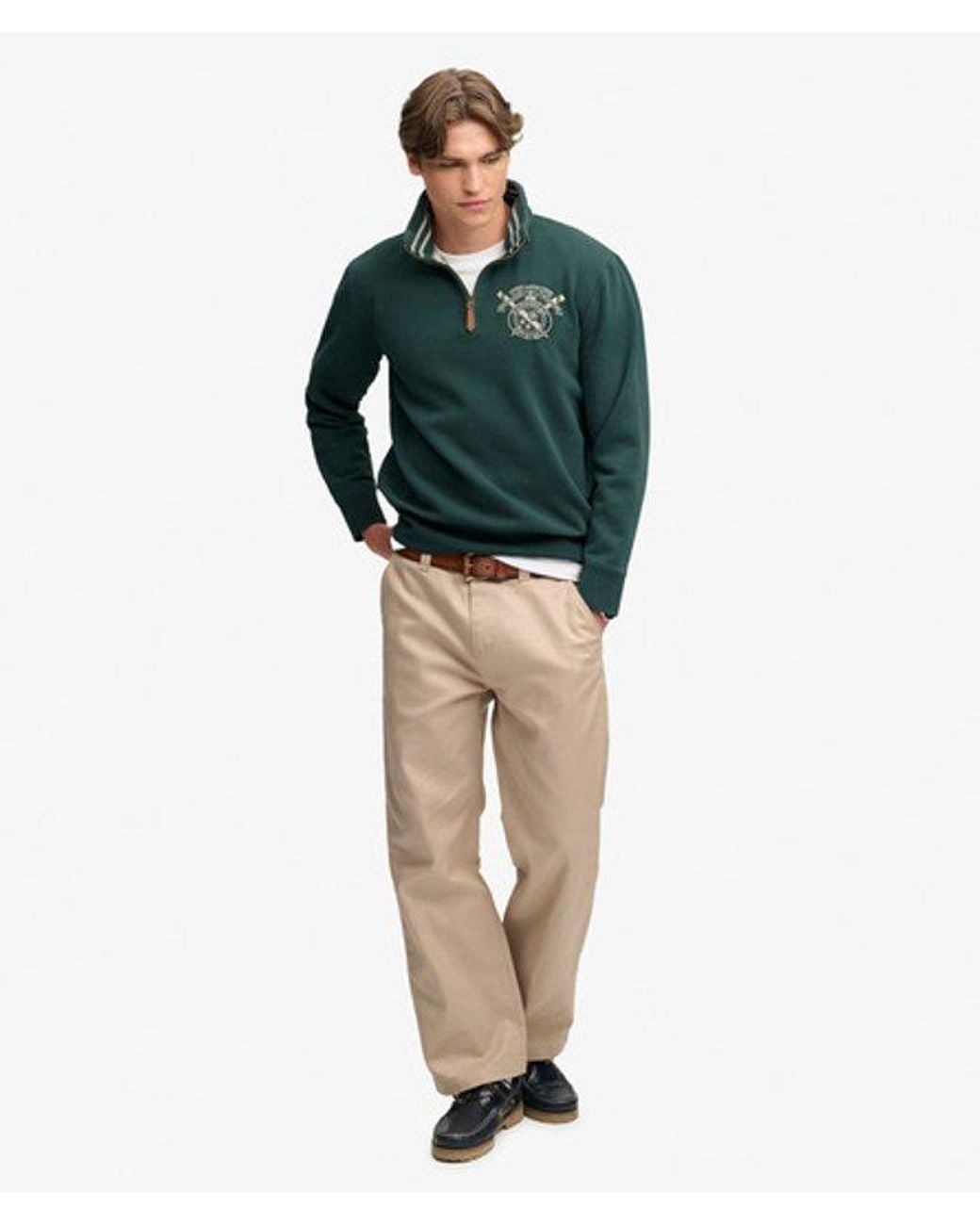 Superdry Green & Co Gothic Varsity Half Zip Sweatshirt for men