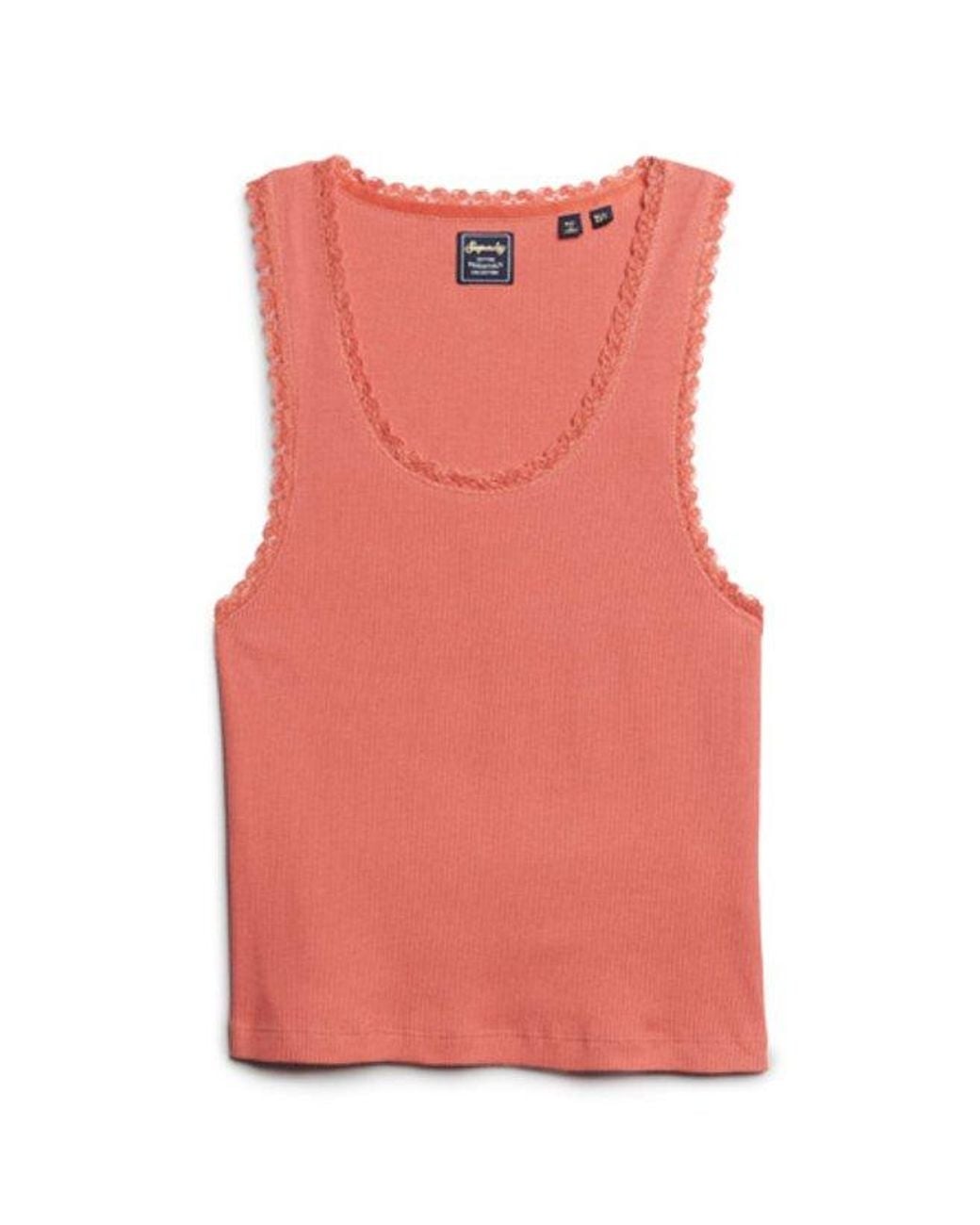 Superdry Red & Co Athletic Essentials Vintage Lace Trim Vest Top