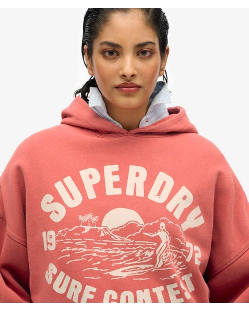 Superdry Red Lo-Fi Outdoor Oversized Hoodie