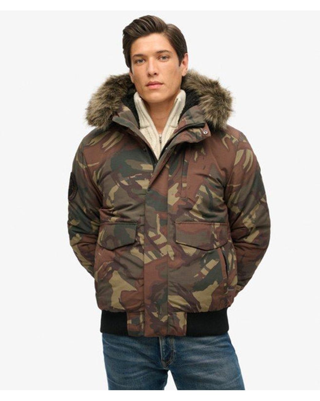 Superdry Green & Co Everest Hooded Puffer Bomber Jacket for men