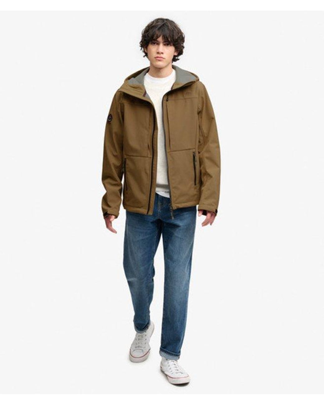 Superdry Brown & Co Hooded Softshell Trekker Jacket for men