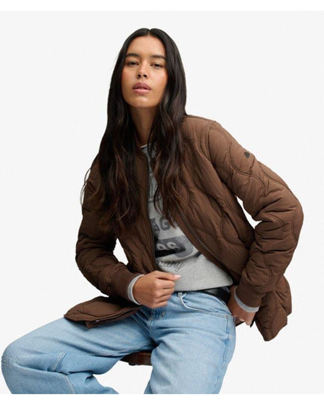 Superdry Brown Short Onion Quilt Liner Jacket