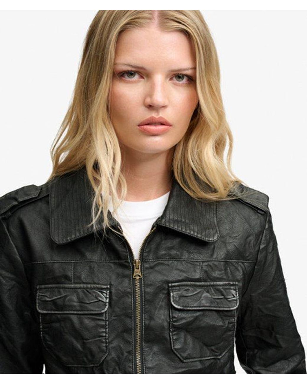 Superdry Black Angelina Faux Leather Jacket