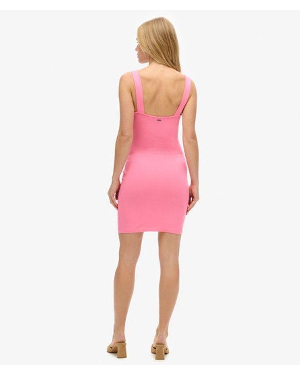Superdry Pink & Co Square Neck Jersey Mini Dress