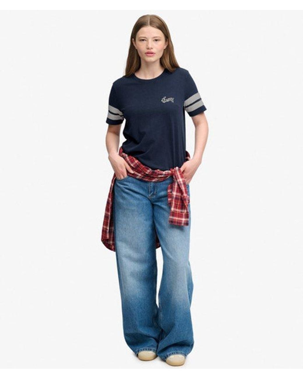 Superdry Blue & Co Varsity Script Stripe T-shirt