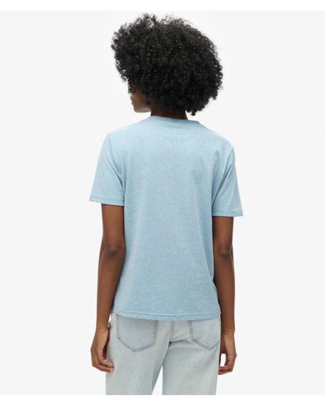 Superdry Blue Embossed Vintage Logo Relaxed T-Shirt