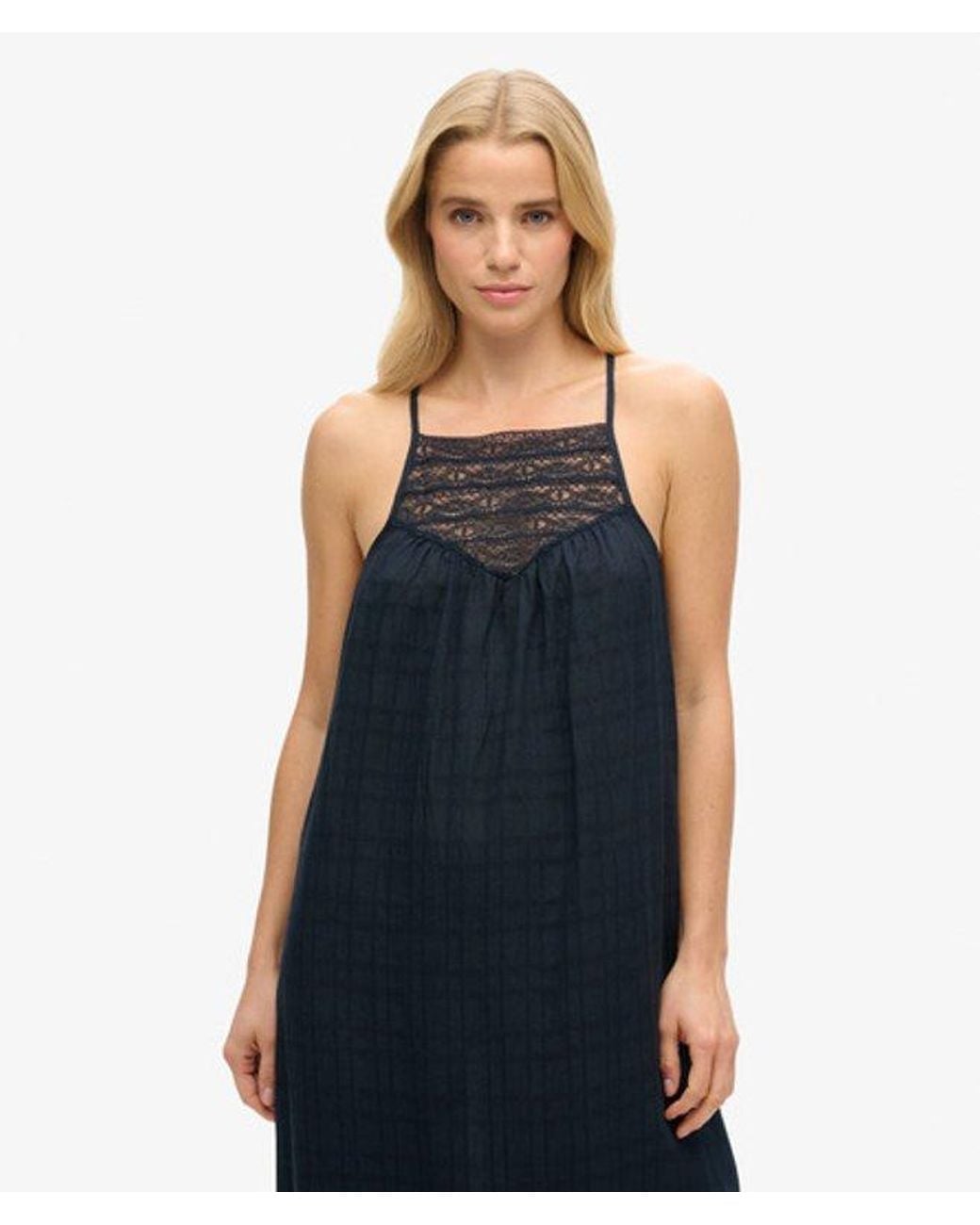 Superdry Blue & Co Lace Halter Maxi Beach Dress
