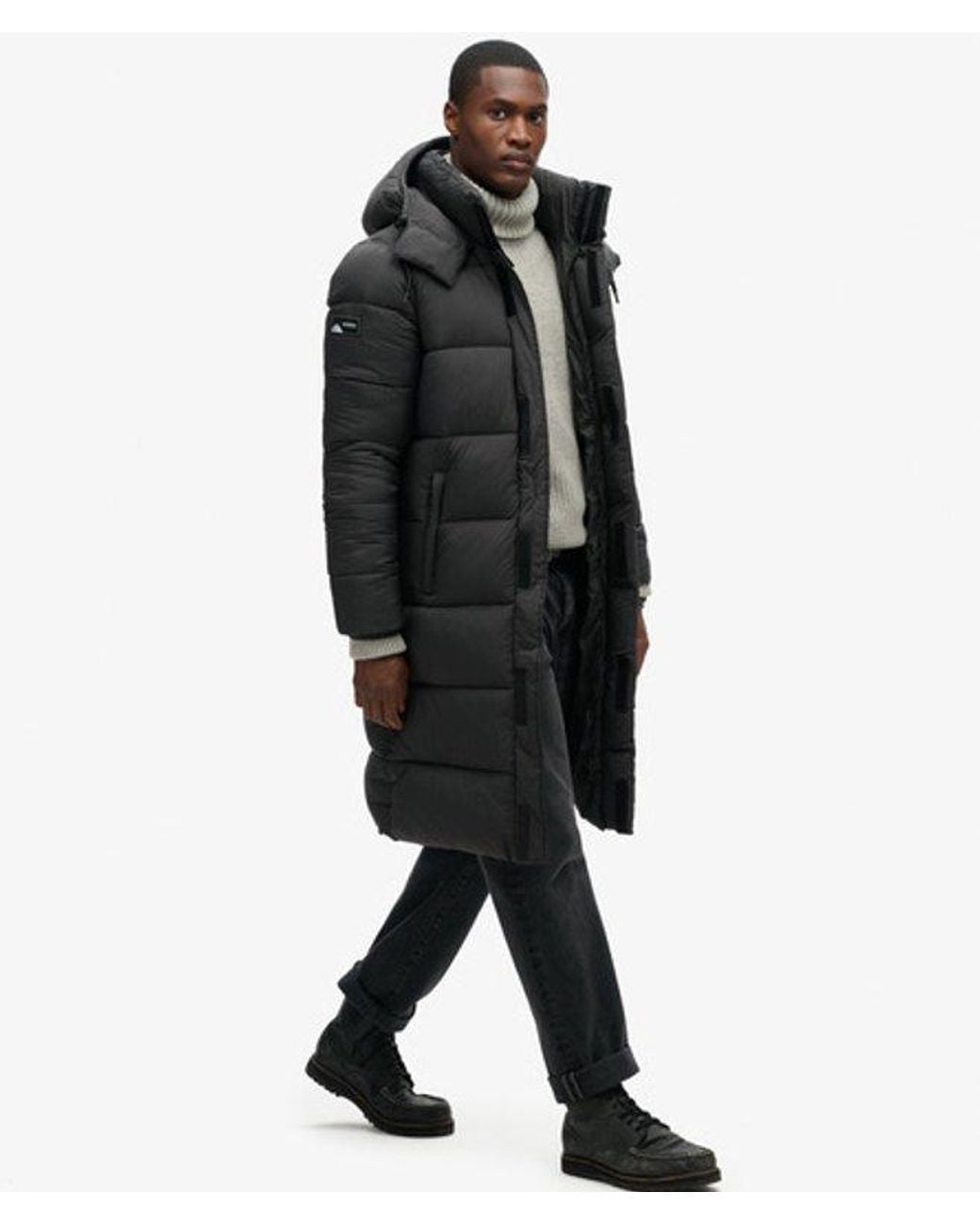 Superdry Black & Co Ripstop Long Puffer Coat for men