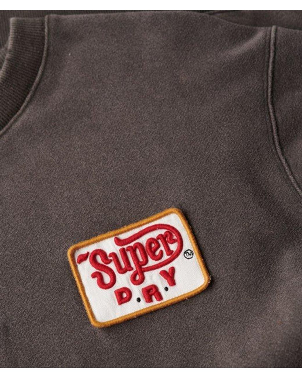 Superdry Gray Loose Fit Embroidered Logo Mechanic Crew Sweatshirt for men