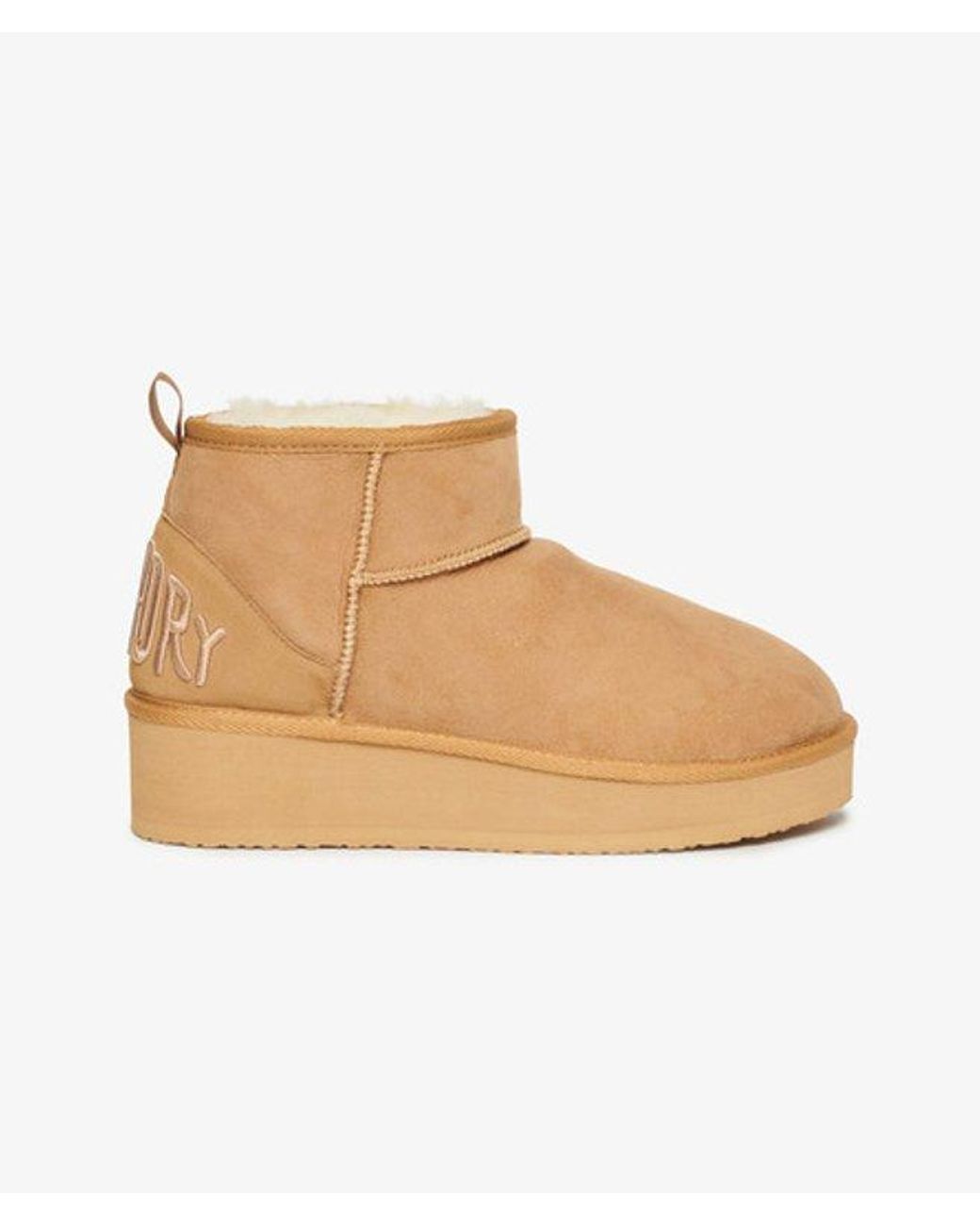 Superdry Natural & Co Suede Sherpa Platform Boots