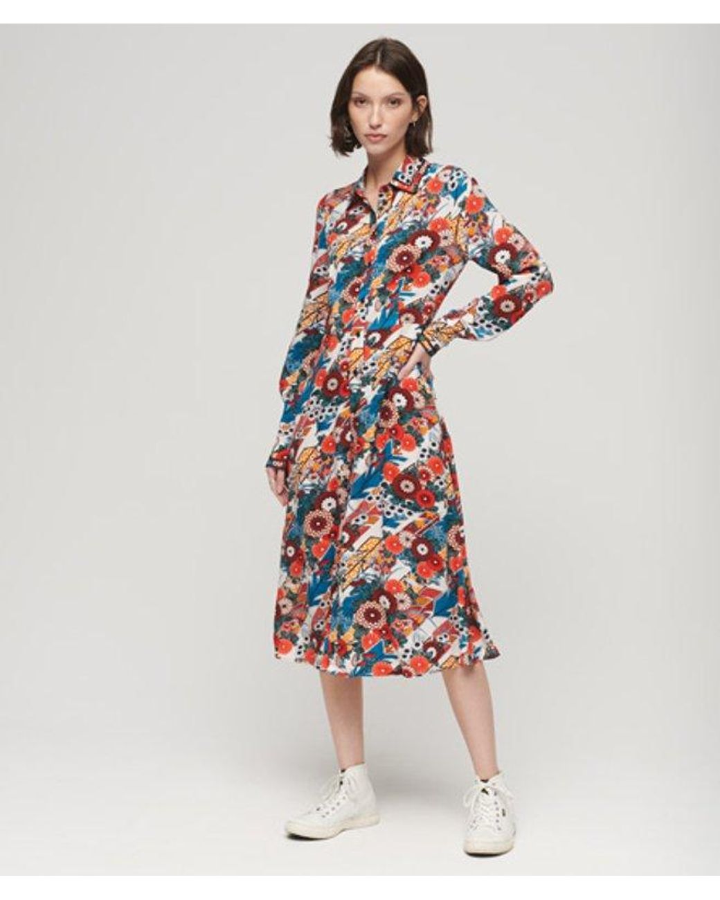 Superdry White & Co Printed Midi Shirt Dress