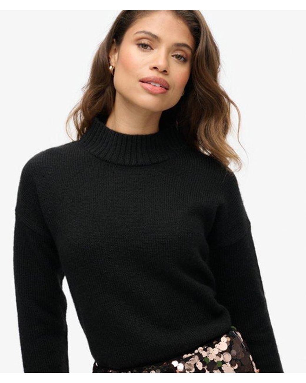 Superdry Black Essential Mock Neck Jumper