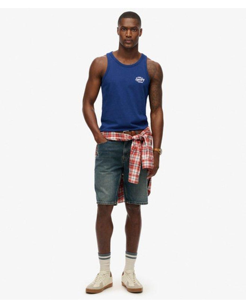 Superdry Blue & Co Contrast Script Vest for men