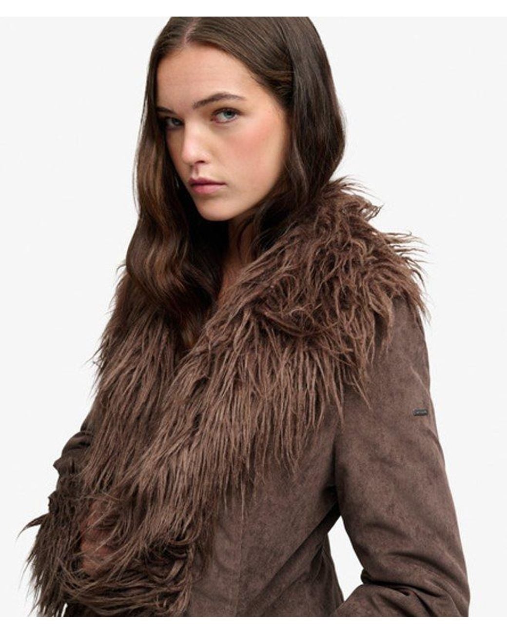 Superdry Brown & Co Long Afghan Coat