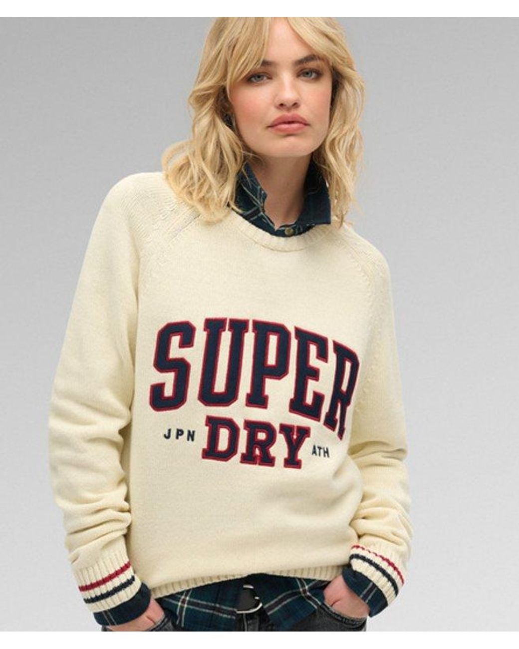 Superdry Natural & Co Slouchy Knitted Graphic Crew Jumper