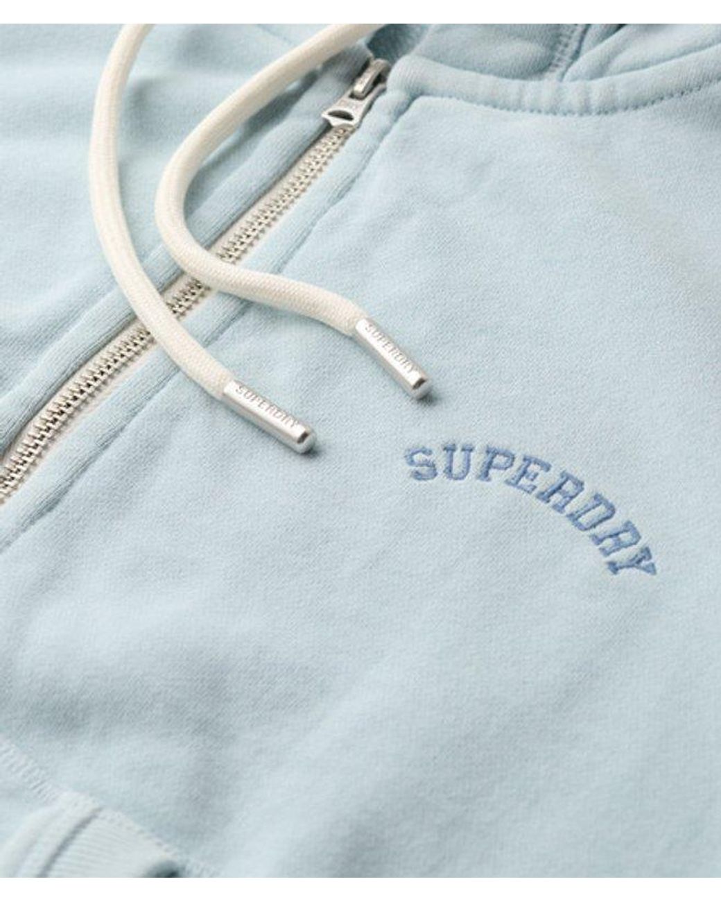 Superdry Blue Essential Logo Cropped Zip Hoodie