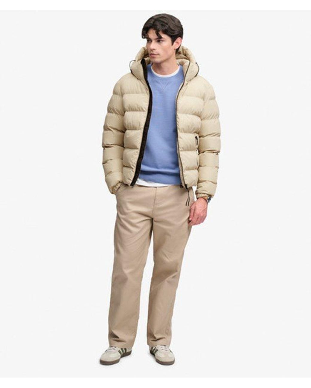 Superdry Blue & Co Hooded Sports Puffer Jacket for men