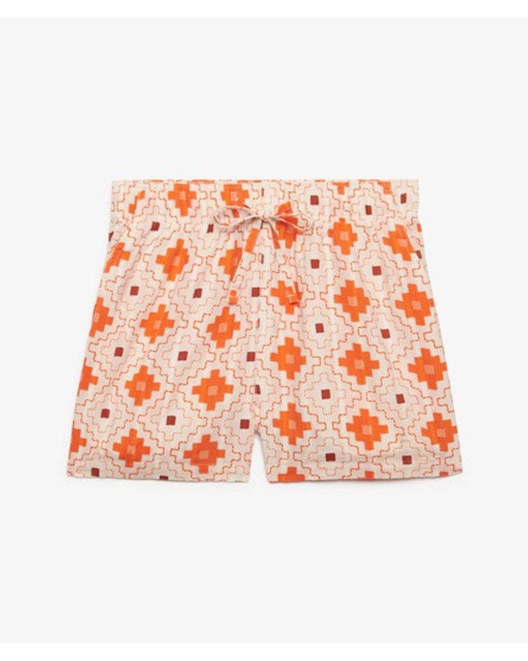 Superdry Orange Cotton Printed Beach Shorts