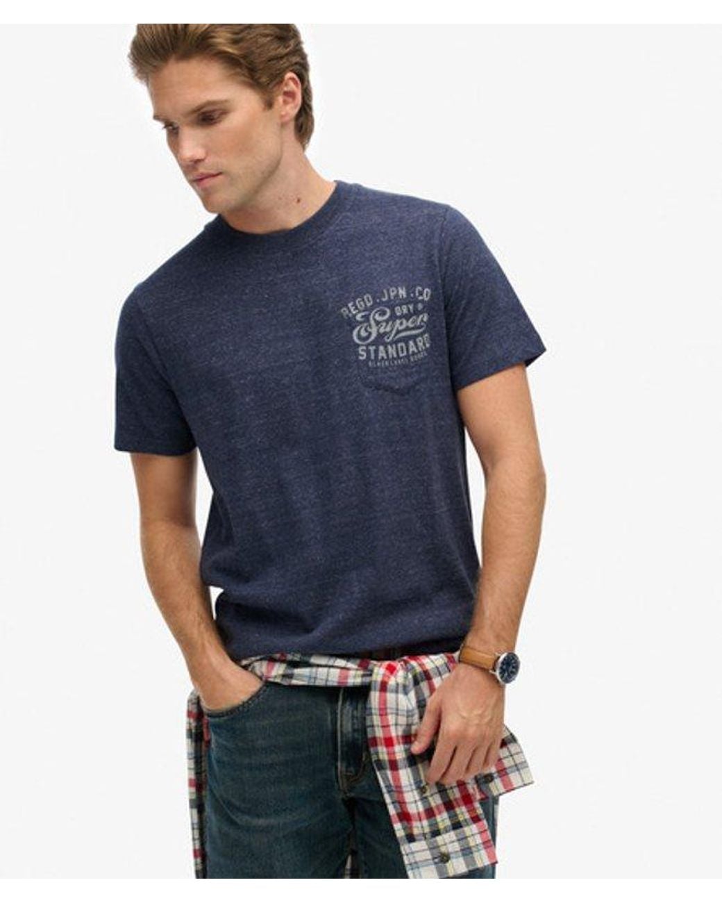 Superdry Blue Industrial Relaxed T-Shirt for men