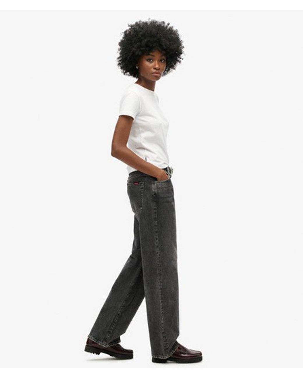 Superdry White & Co Mid Rise Wide Leg Jeans