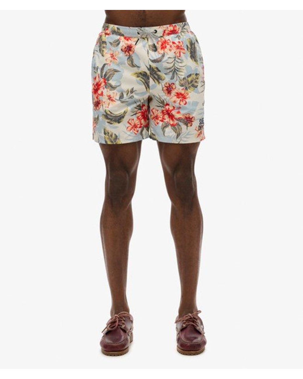 Superdry Red & Co Hawaiian Print 16-inch Swim Shorts for men