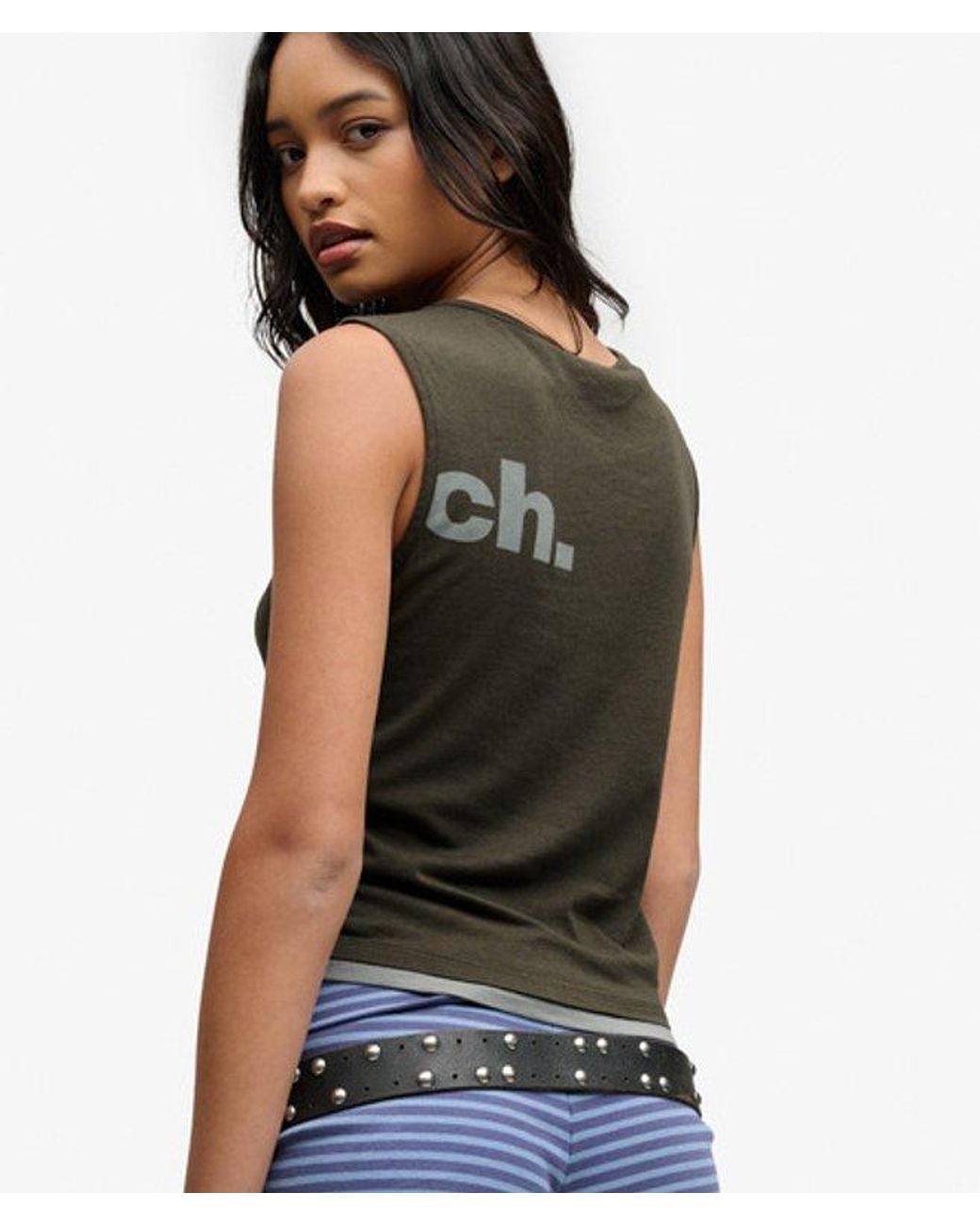Superdry & Co Bench Aansluitend Laag Tanktop in het Gray