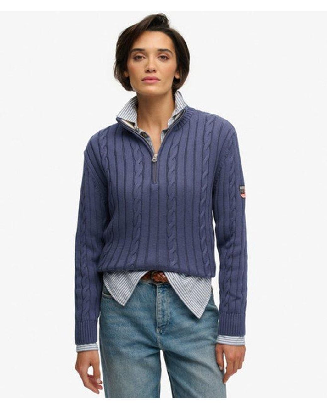 Superdry Blue & Co Cable Half Zip Knit