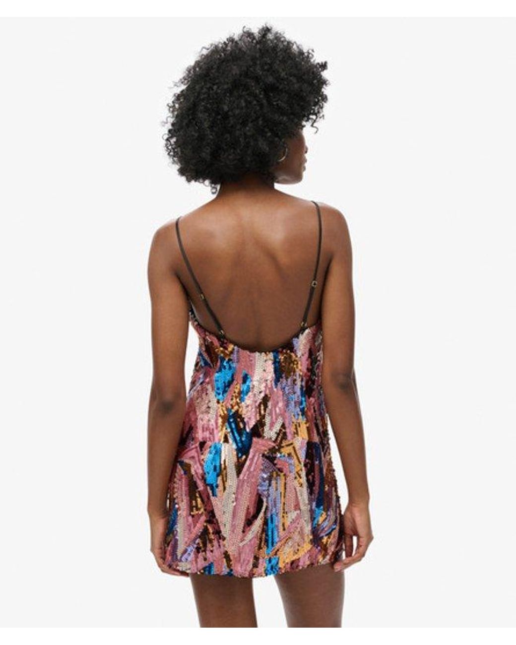 Superdry Red Fully Lined Sequin Deco Mini Dress