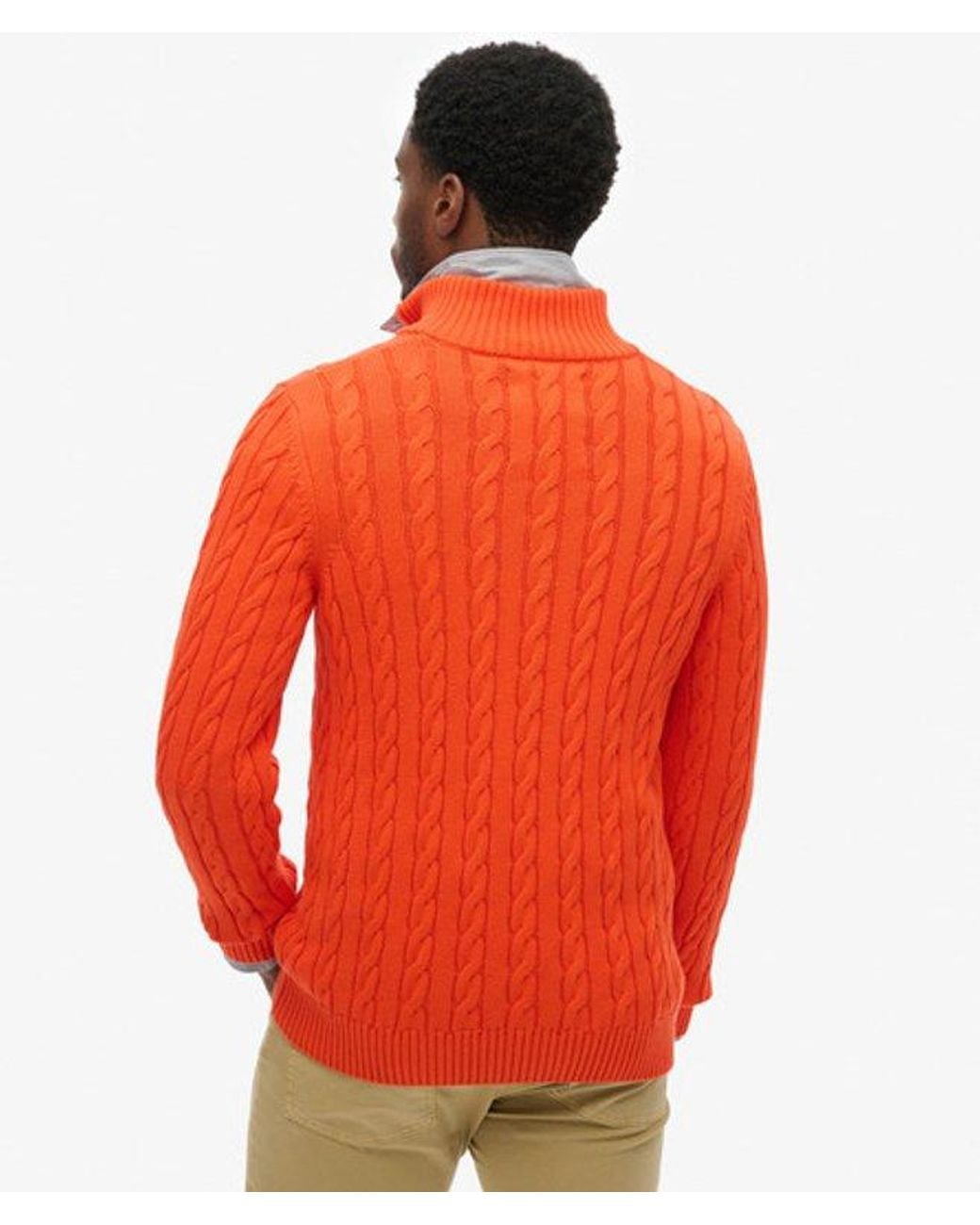 Superdry Red Organic Cotton Classic Cable Half-zip Jumper for men