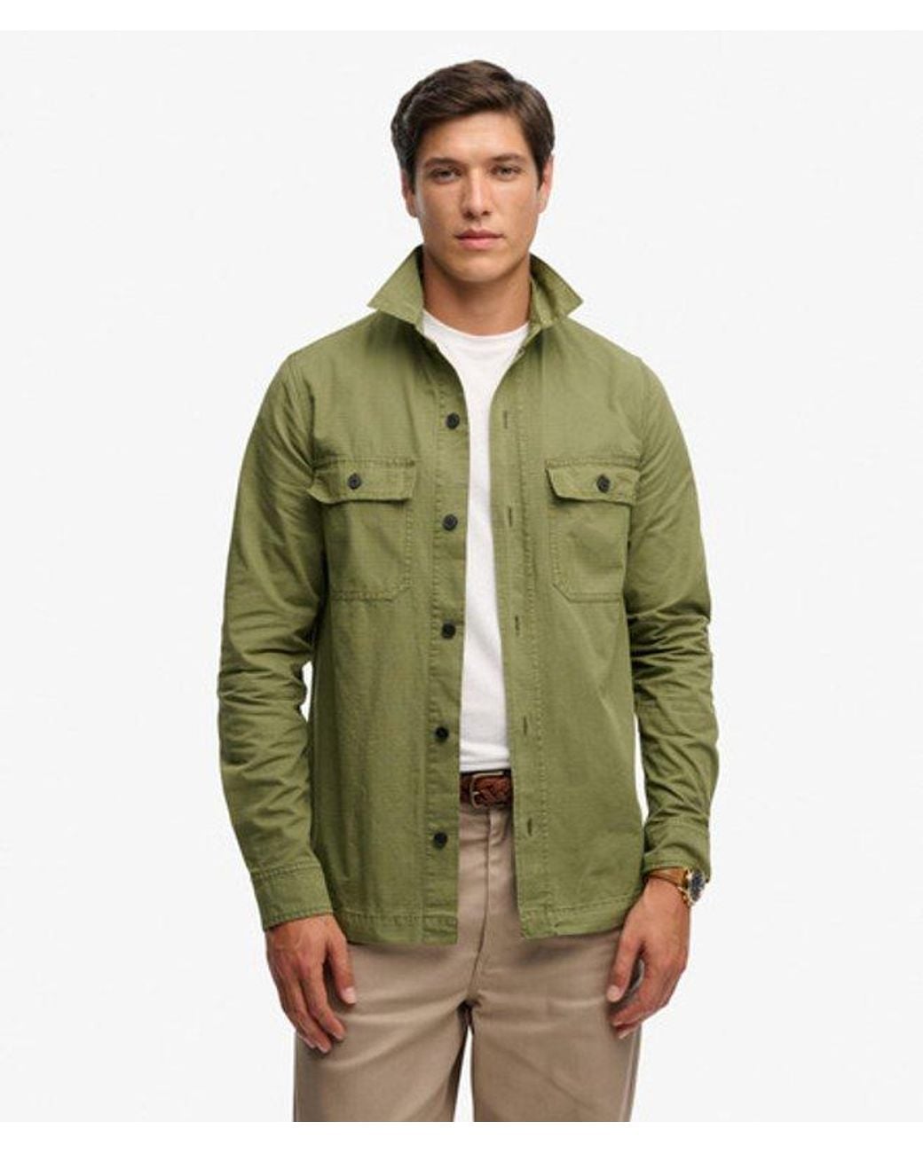 Superdry Military Overhemd Met Lange Mouwen in het Green voor heren
