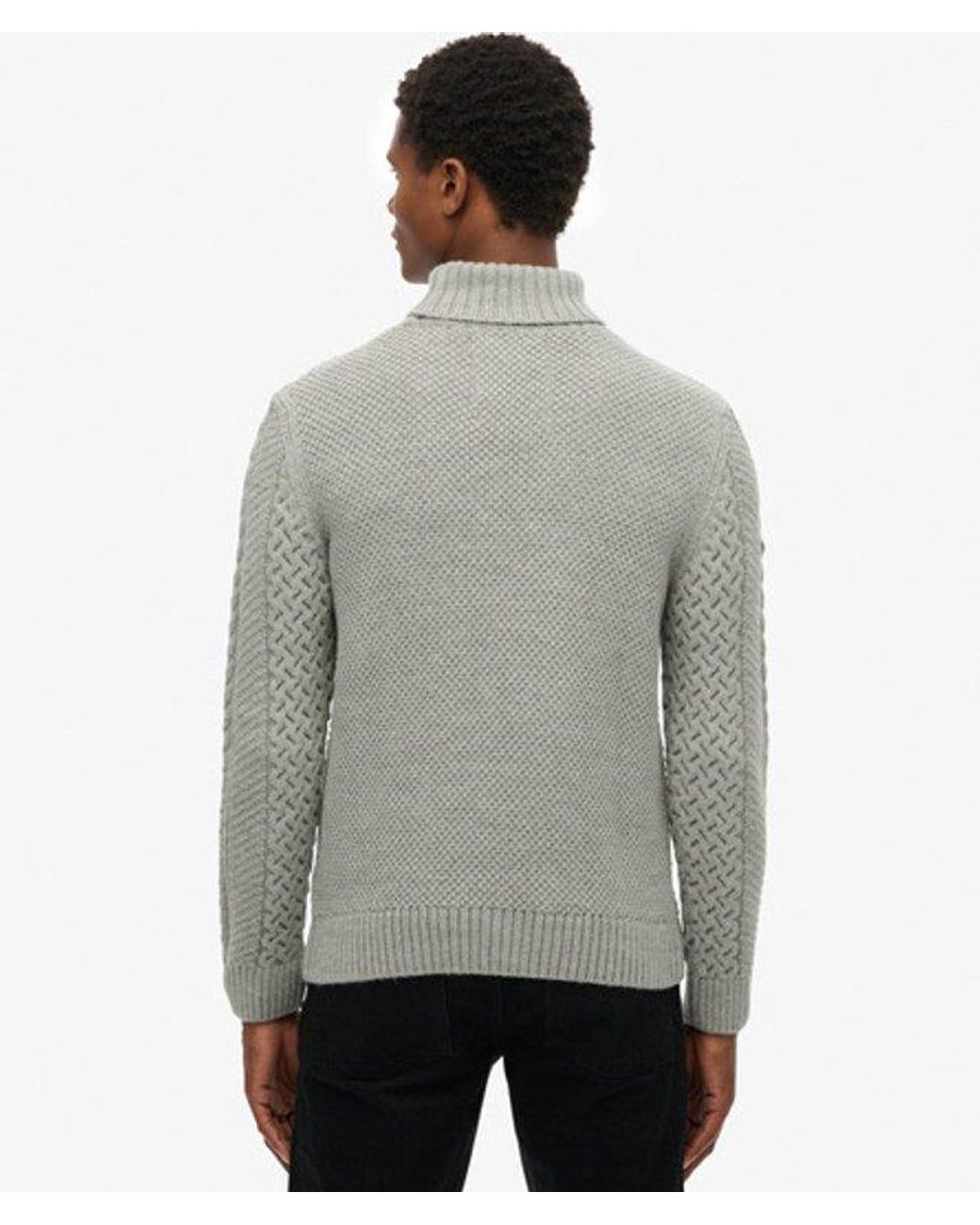 Superdry Gray & Co Jacob Cable Roll Neck Jumper for men