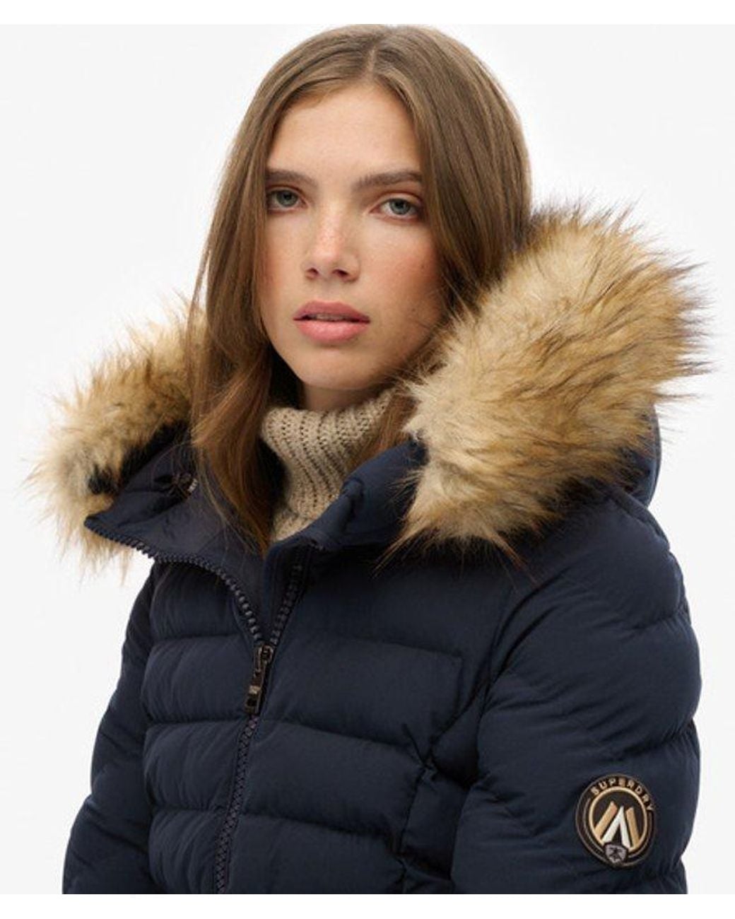 Superdry Blue & Co Fuji Faux Fur Hood Padded Jacket