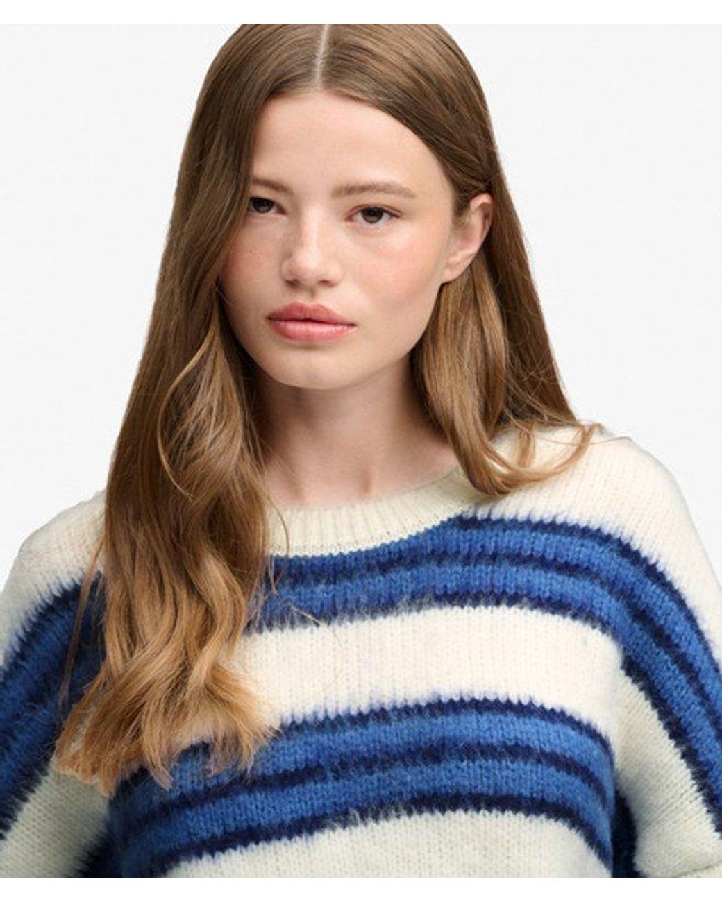 Superdry Blue & Co Slouchy Brushed Stripe Knit Jumper
