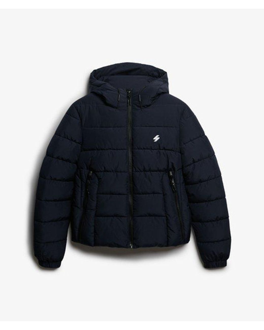 Superdry Blue Hooded Spirit Sports Puffer Jacket