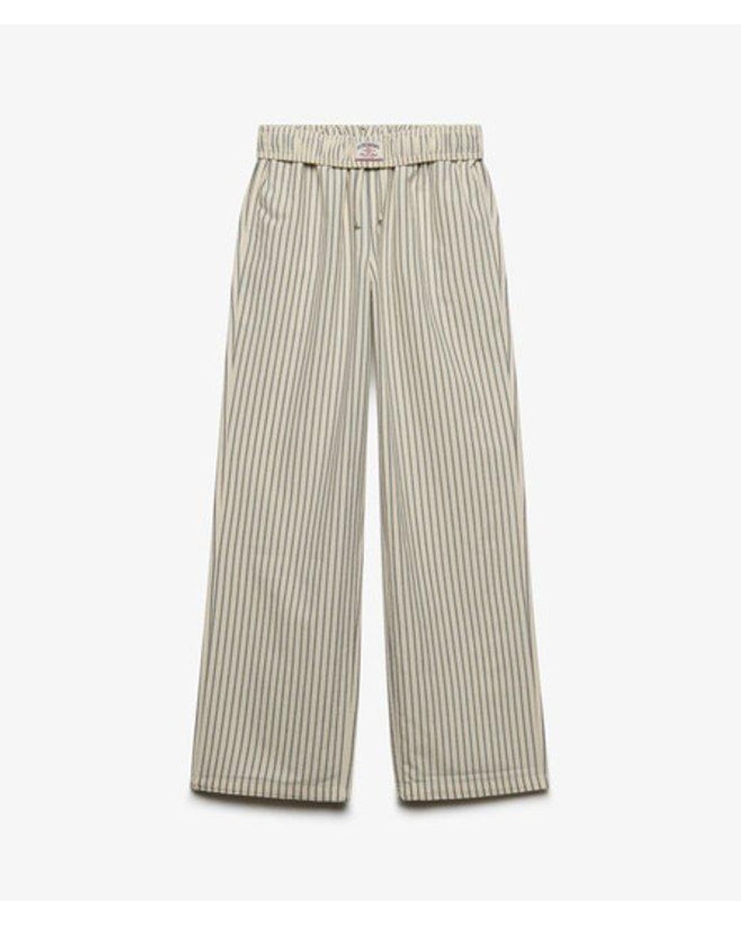 Superdry Gray & Co Organic Cotton Stripe Elasticated Trousers