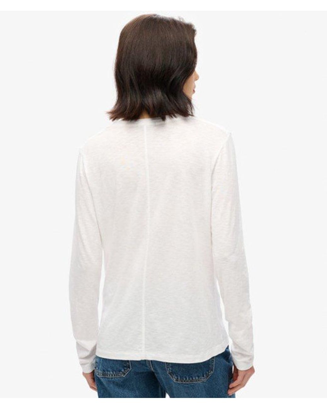 Superdry Blue & Co Long Sleeve Jersey V-neck Top
