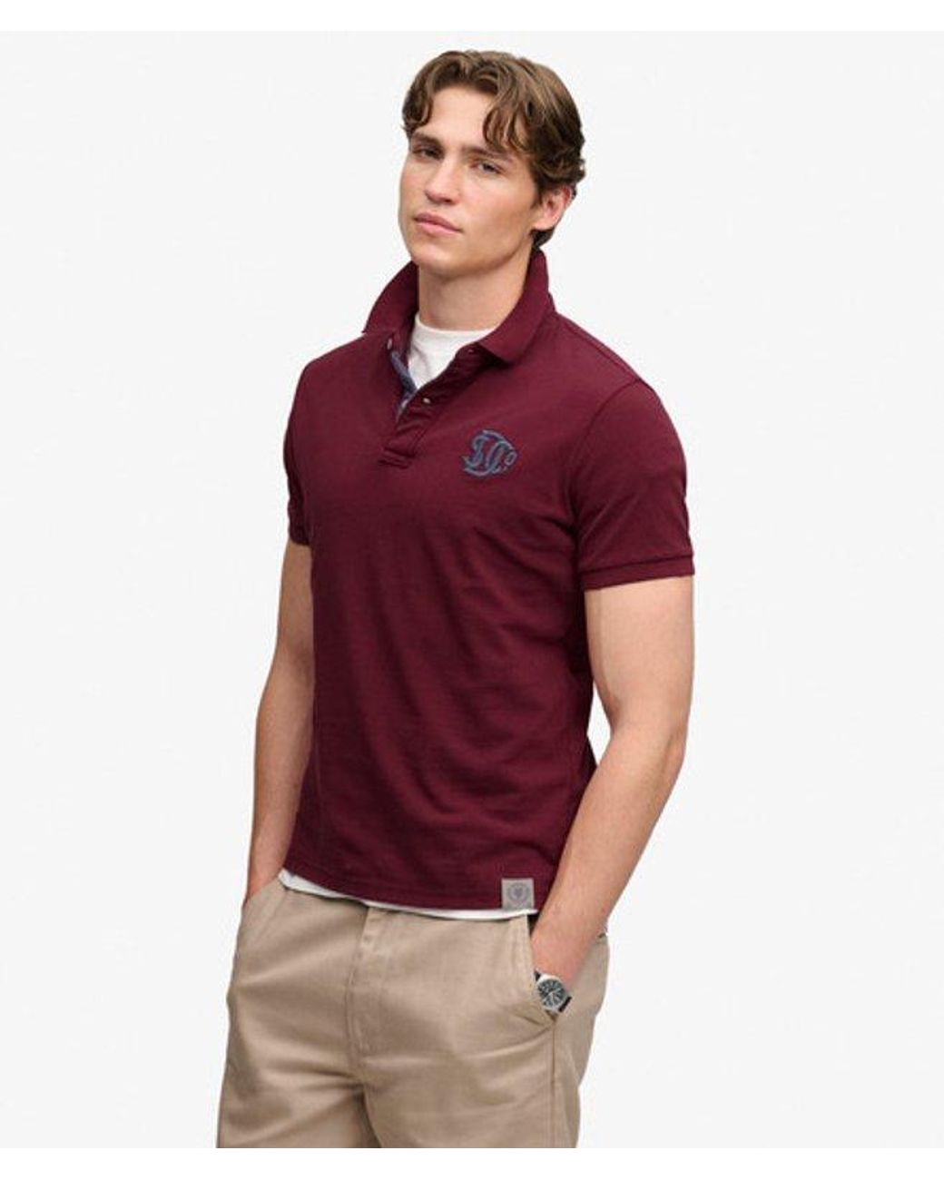 Superdry Red & Co Pique Monogram Polo Shirt for men
