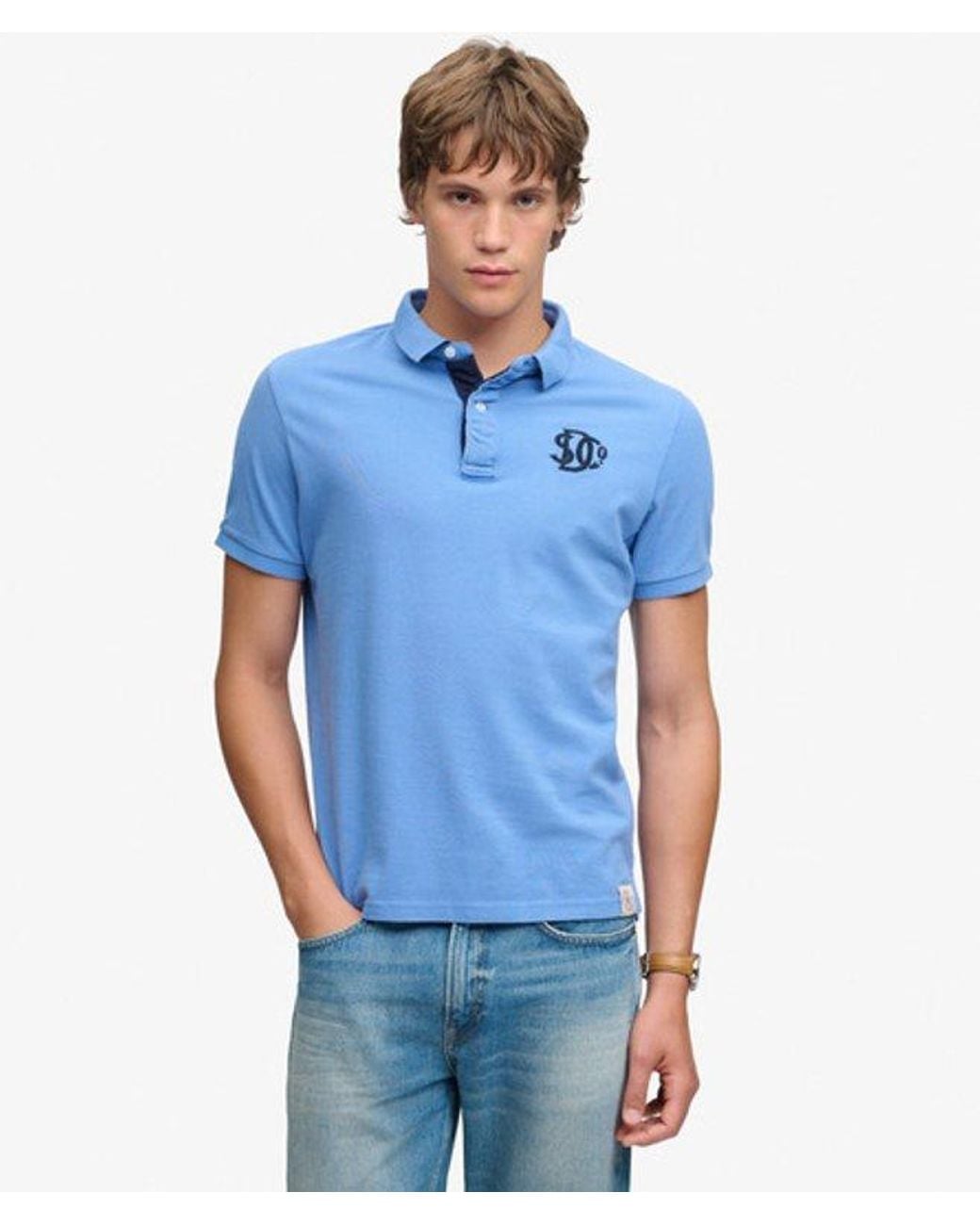 Superdry Blue & Co Pique Monogram Polo Shirt for men