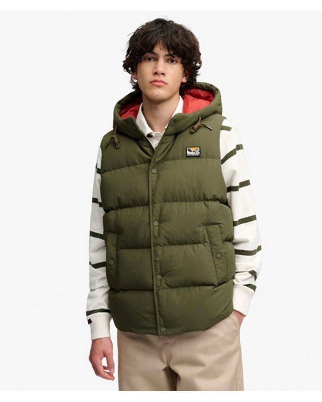 Superdry Green Hood Short Everest Gilet for men