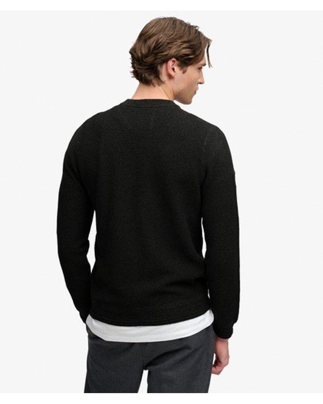 Superdry Black Texture Knit Jumper for men