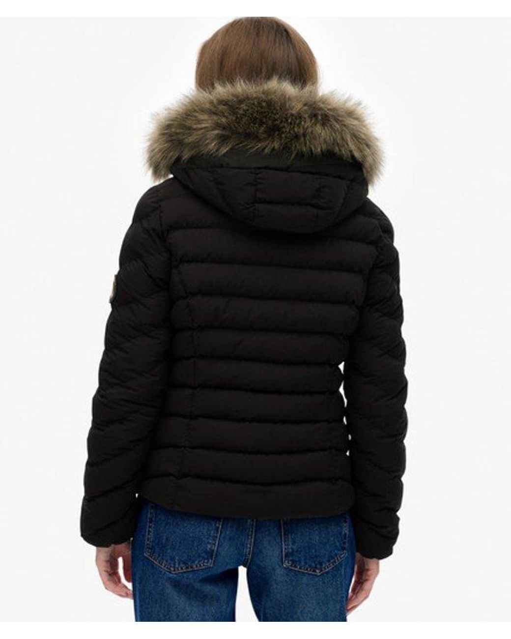Superdry Black & Co Fuji Faux Fur Hood Padded Jacket