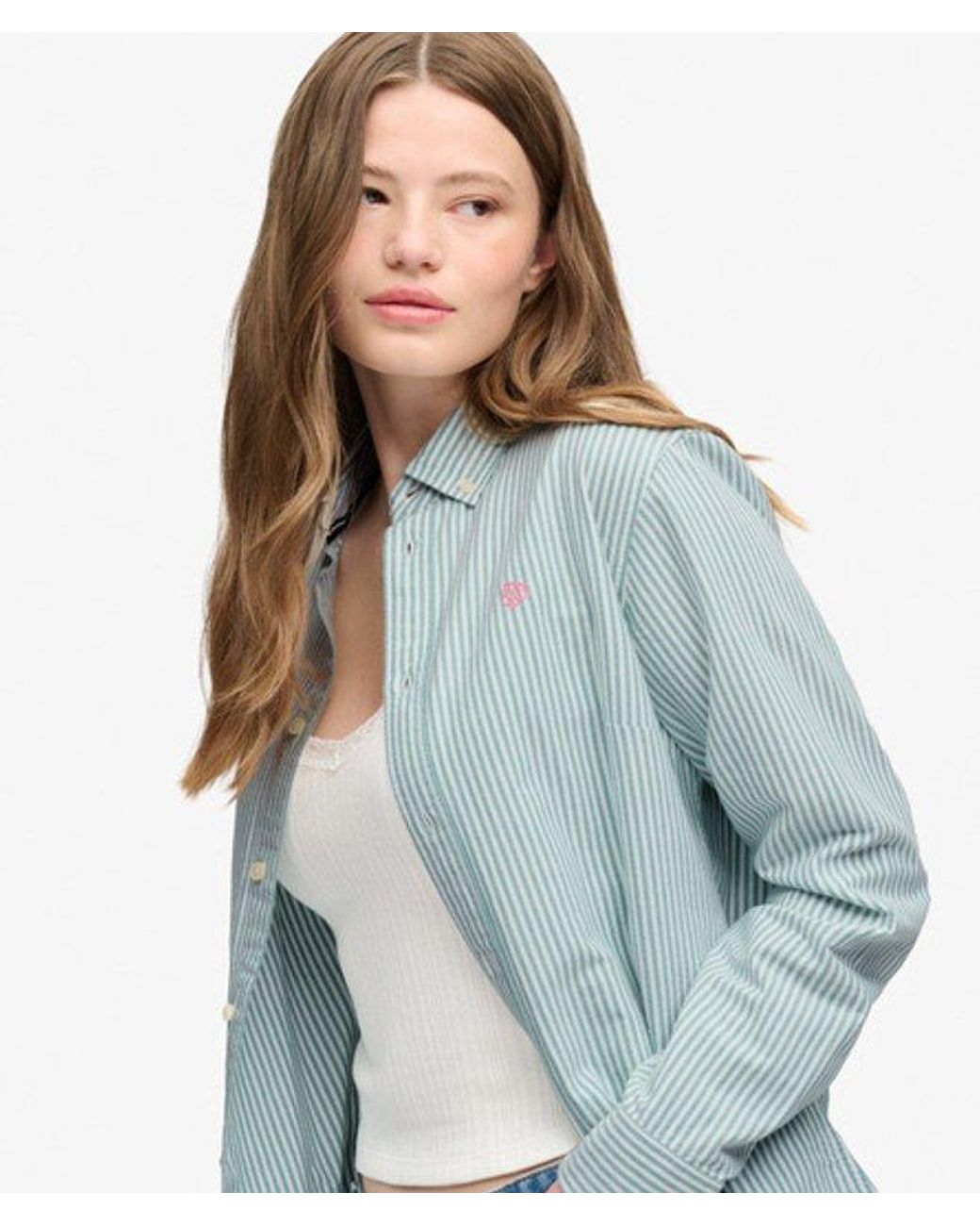 Superdry Blue & Co Slim Oxford Button Down Long Sleeve Shirt